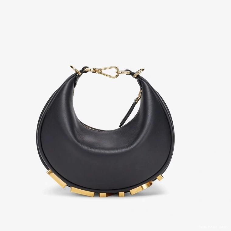 Cheap Black In Mini Leather Hobo Bag Fendigraphy Calf Fendi 0809